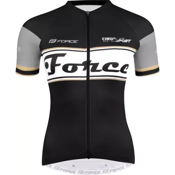 cyklistický dres FORCE dres F RETRO UNI kr. rukáv, černo-zlatý XL