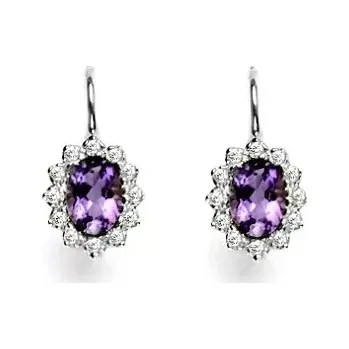 Náušnice Zlaté náušnice Kate přírodní ametyst - VE247 bílé zlato (Zlaté náušnice s přírodním ametystem)