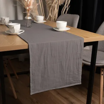 ubrus Lněný běhoun na stůl LEN-014 Kamenná šedá 35x120 cm