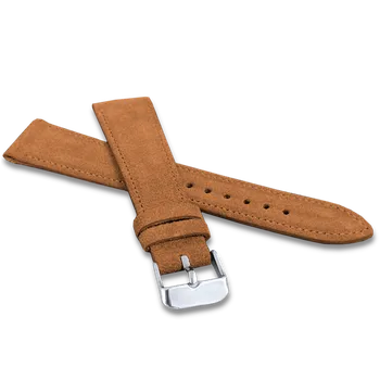 Řemínek na hodinky LAVVU Světle hnědý prošitý řemínek SUEDE z luxusní kůže Top Grain - 16 LSAEE16