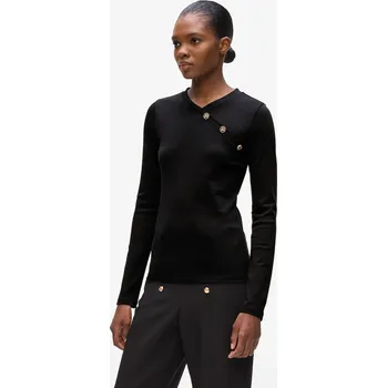 Bavlněné tričko s dlouhým rukávem Karl Lagerfeld černá barva, A4W17043 99X, vel. S