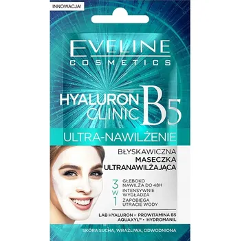 Pleťová maska Eveline Hyaluron Expert hydratační a vyhlazující maska 3v1 v sáčku 7 ml