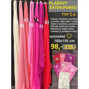 Šátek PAREO - PLÁŽOVÝ ŠÁTEK typ č.6 AKCE! - F