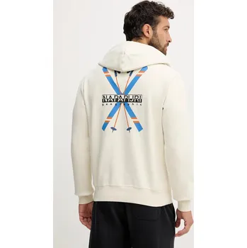 Pánská mikina Mikina Napapijri B-Fiemme pánská, béžová barva, s kapucí, s aplikací, NP0A88SAN1J1 01F, vel. S