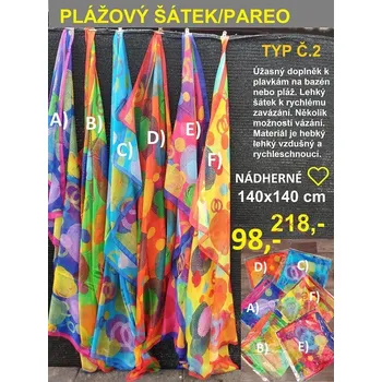 Šátek PAREO - PLÁŽOVÝ ŠÁTEK typ č.2 AKCE!!! - C