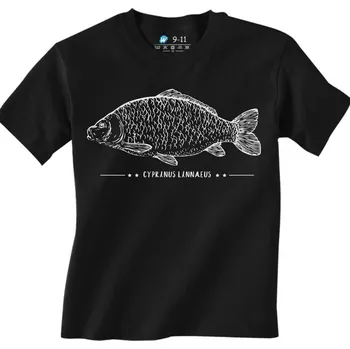 Chlapecké tričko Dětské tričko Kapr obecný Cyprinus carpio (Velikost: 7-8, Barva: Černá)