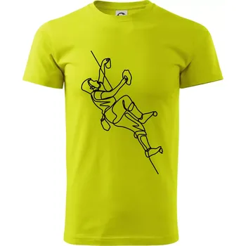 Lezecká stěna jedním tahem - Klasické pánské triko vyšší gramáže - S ( Limetková )