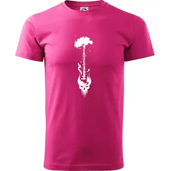 Kytara strom a lebka - Klasické pánské triko vyšší gramáže - S ( Purpurová )
