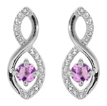 Náušnice Brilio Silver Třpytivé stříbrné visací náušnice s ametysty Precious Stone SE09089AM + 2 měsíce na vrácení zboží