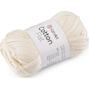 Příze Bavlněná pletací příze Cotton Flat 50 g, barva 2 (6702) krémová světlá