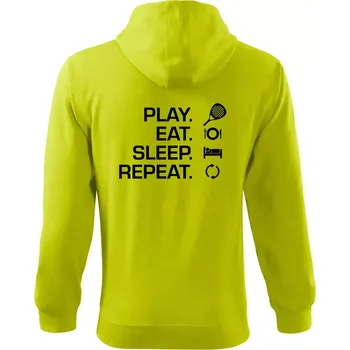 Pánská mikina Play eat sleep repeat padel - Mikina s kapucí na zip trendy zipper - L ( Limetková )