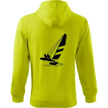 Pánská mikina Katamarán na vodě - Mikina s kapucí na zip trendy zipper - L ( Limetková )