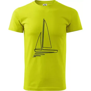 Pánské tričko Plachetnice jedním tahem - Klasické pánské triko vyšší gramáže - 2XL ( Limetková )