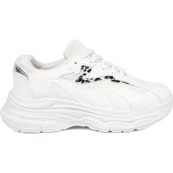 Dámské tenisky Bílé dámské tenisky na platformě s ozdobným prvkem 1193W Velikost: 36