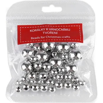 Dětské navlékací korálky Sada metalických korálků k vánočnímu tvoření mix velikostí