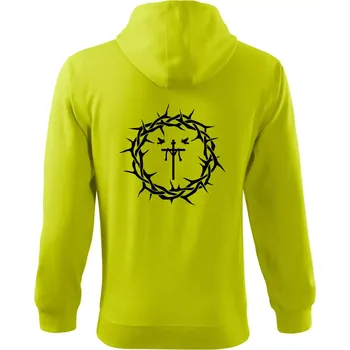 Pánská mikina Jesus zmrtvýchvstání - Mikina s kapucí na zip trendy zipper - XL ( Limetková )