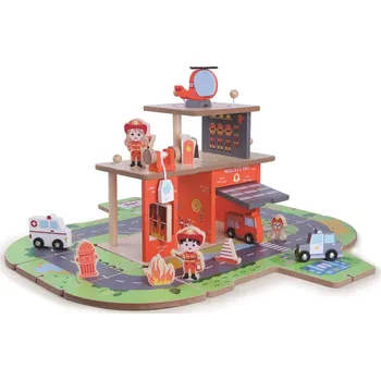 Dřevěná hračka 2Kids Toys Dřevěná stanice Hasiči 2 v 1
