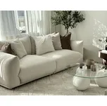 Látková pohovka bílá krémová Polyesterové čalounění 3místná s dekorativními polštáři Obývací pokoj Sedací souprava Beliani