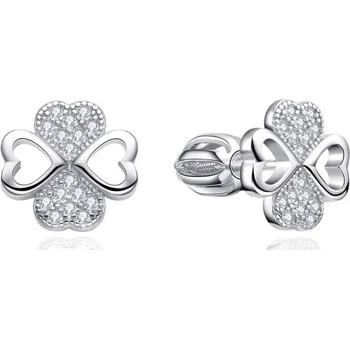 Náušnice MOISS Půvabné stříbrné náušnice Čtyřlístek se zirkony E0004479 + 2 měsíce na vrácení zboží