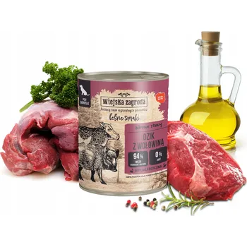 Krmivo pro psa Wiejska Zagroda Lesní Chutě Zvěřina s Hovězím 800g Bez Obilovin Vlhké Krmivo pro Psa