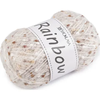 Příze Pletací příze mohérová Rainbow 100 g, barva 19 (15-1) bílo-hnědá