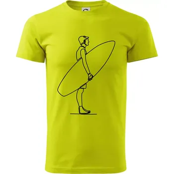 Surfař stojící jedním tahem - Klasické pánské triko vyšší gramáže - M ( Limetková )