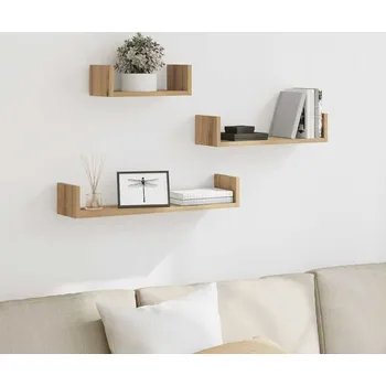 police vidaXL Nástěnné police 3 ks kompozitní dřevo [800198] Barva: dub artisan