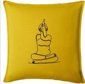 Polštář Jóga v sedu jedním tahem - Polštář 50x50 - 50x50 - Pouze potah ( Žlutá )