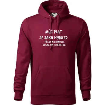 Pánská mikina Můj plat jako hybrid - Mikina pánská Cape s kapucí - S ( Garnet )