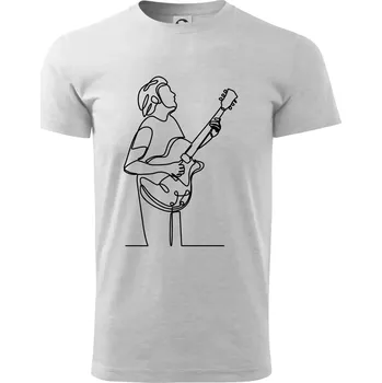 Kytarista jedním tahem - Triko extra velké (5-8XL) - 7XL ( Světlešedý Melír )