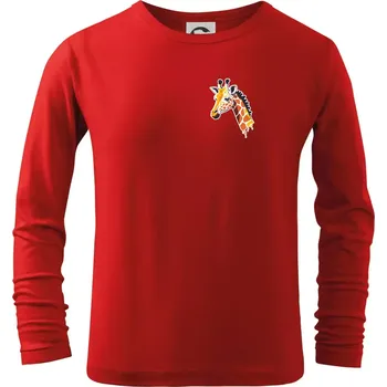 Chlapecké tričko Žirafa na prsu - Triko dětské Long Sleeve - 146 cm/10 let ( Červená )