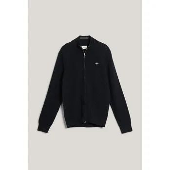 Pánský svetr SVETR GANT MICRO TEXTURE FZ BLACK