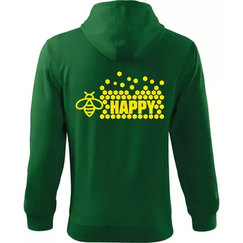 Pánská mikina Bee Happy - Mikina s kapucí na zip trendy zipper - S ( Lahvově zelená )
