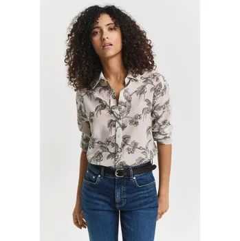 Dámská košile KOŠILE GANT REL TREE PRINT COT SILK SHIRT GREEN LAGOON