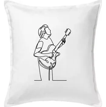 Polštář Kytarista jedním tahem - Polštář 50x50 - 50x50 - Pouze potah ( Bílá )