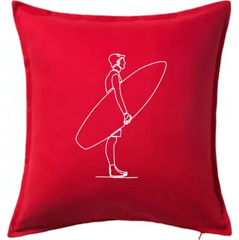 Polštář Surfař stojící jedním tahem - Polštář 50x50 - 50x50 - Pouze potah ( Červená )