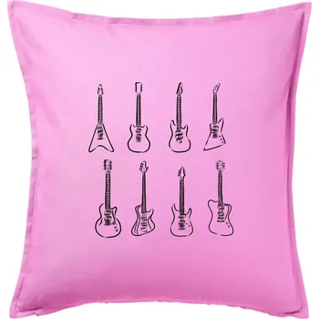 Polštář Typy kytar - Polštář 50x50 - 50x50 - Pouze potah ( Růžová )