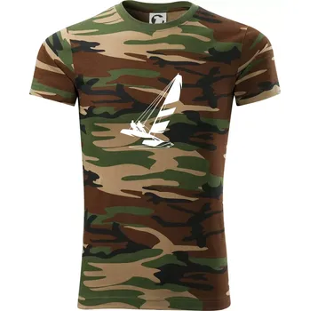 Pánské tričko Katamarán na vodě - Army CAMOUFLAGE - S ( Hnědý maskáč )