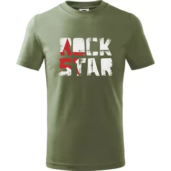 Dětská móda Rock star nápis - Tričko dětské bavlněné - 134 cm/8 let ( Khaki )