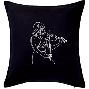 Polštář Houslistka jedním tahem - Polštář 50x50 - 50x50 - Včetně výplně ( Černá )