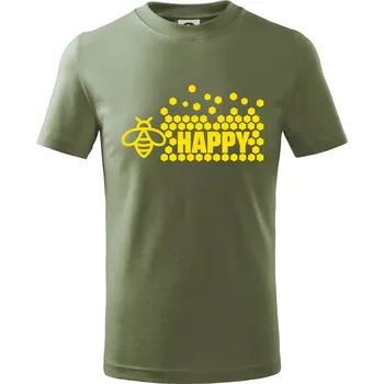 Bee Happy - Tričko dětské bavlněné - 98 cm / 2 roky ( Khaki )