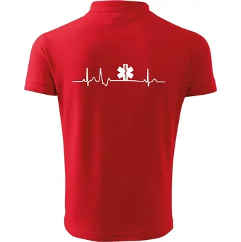 Pánská košile EKG rescue - Polokošile pánská Pique Polo 203 - 4XL ( Červená )