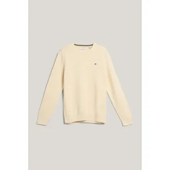 Pánský svetr SVETR GANT MICRO TEXTURE C-NECK CREAM