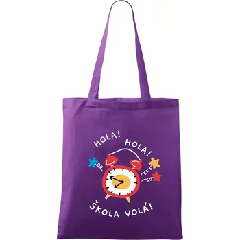 Hola hola, škola volá! - Taška bavlněná - 42 x 38 cm ( Fialová )