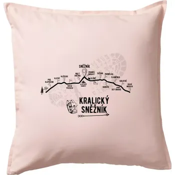 Polštář Profil kopců - Kralický Sněžník - Polštář 50x50 - 50x50 - Pouze potah ( Světle růžová )