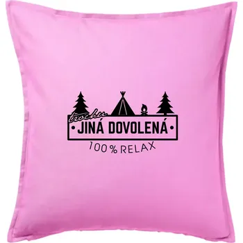 Polštář Trochu jiná dovolená stan - Polštář 50x50 - 50x50 - Pouze potah ( Růžová )