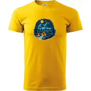 Pánské tričko Krkonoše pod stanem - Triko extra velké (5-8XL) - 8XL ( Žlutá )
