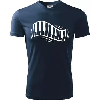 Klávesy kreslené - Dětské triko sportovní (dresovina) - 158 cm/12 let ( Námořní modrá (velmi tmavá - téměř černá) )