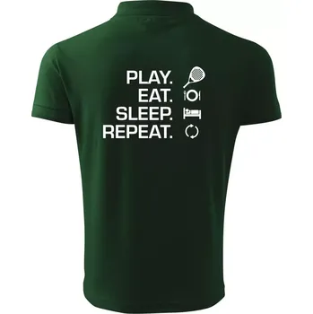 Pánská košile Play eat sleep repeat padel - Polokošile pánská Pique Polo 203 - 5XL ( Lahvově zelená )