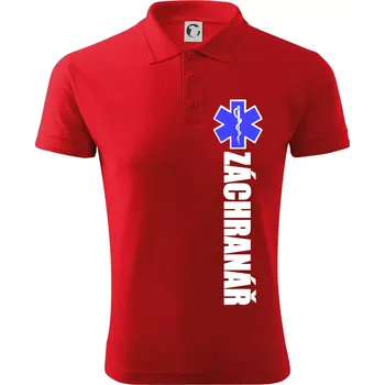 Pánská košile Záchranář - hvězda - Polokošile pánská Pique Polo 203 - 5XL ( Červená )